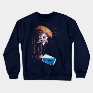 Mystical Jellyfish - Woman in a Bottle Crewneck Sweatshirt